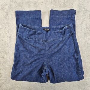NIC+ZOE Chambray Pants Women's 8 Cropped Linen Blend Side‎ Zip Casual Stretch